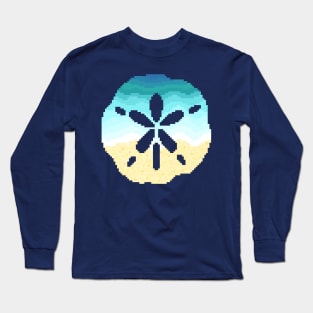 Modern Pixel Sea Sand Dollar Long Sleeve T-Shirt